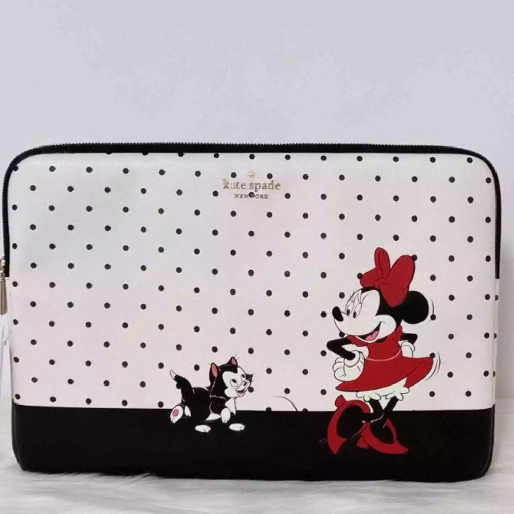 New Kate Spade Disney X  Minnie Mouse Universal Laptop Sleeve Black White